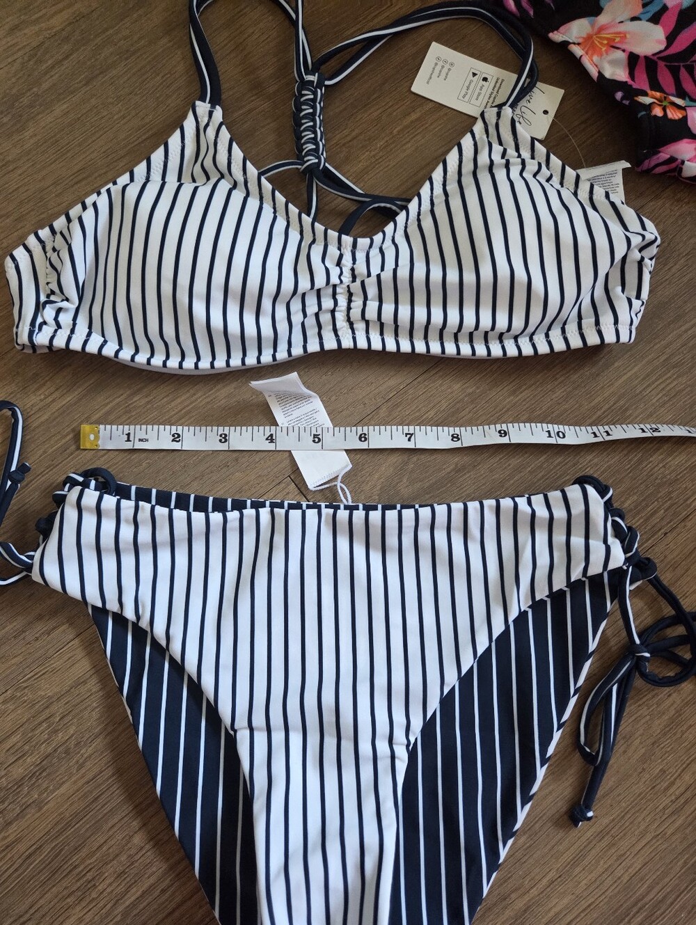 CUPSHE (Reversible Bottoms) Navy & White Striped Bikini - Picture 4 of 5
